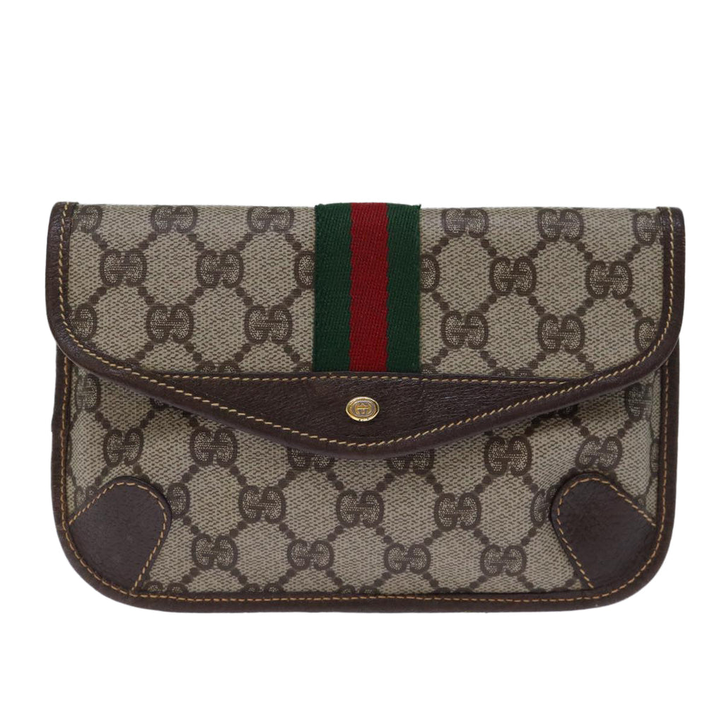 GUCCI GG Supreme Web Sherry Line Pouch PVC Beige Red 014 89 5205 ac2968