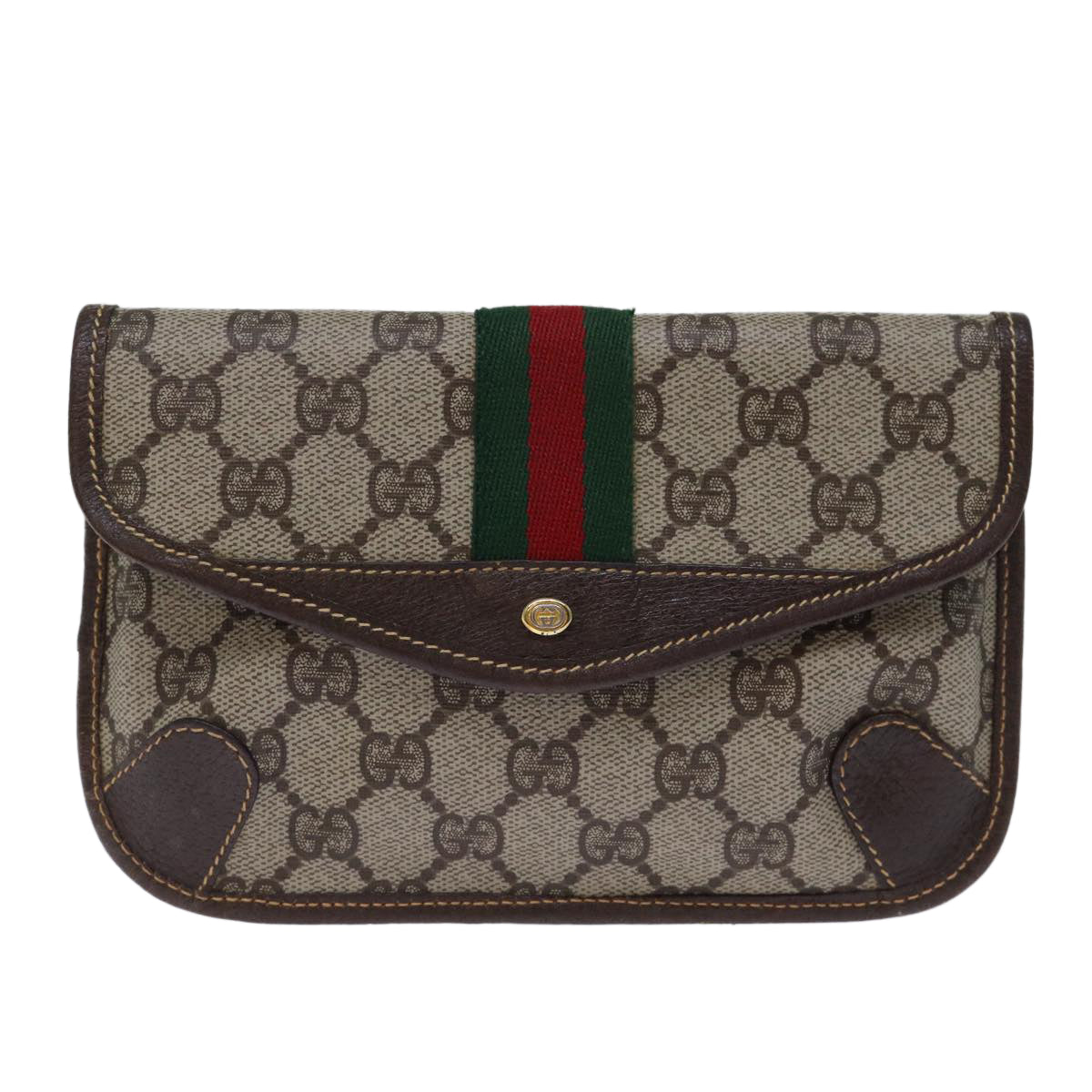 GUCCI GG Supreme Web Sherry Line Pouch PVC Beige Red 014 89 5205 ac2968