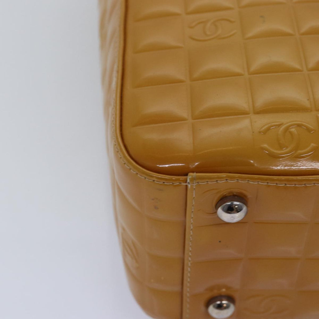 CHANEL Choco Bar Hand Bag Enamel Yellow CC ac2997