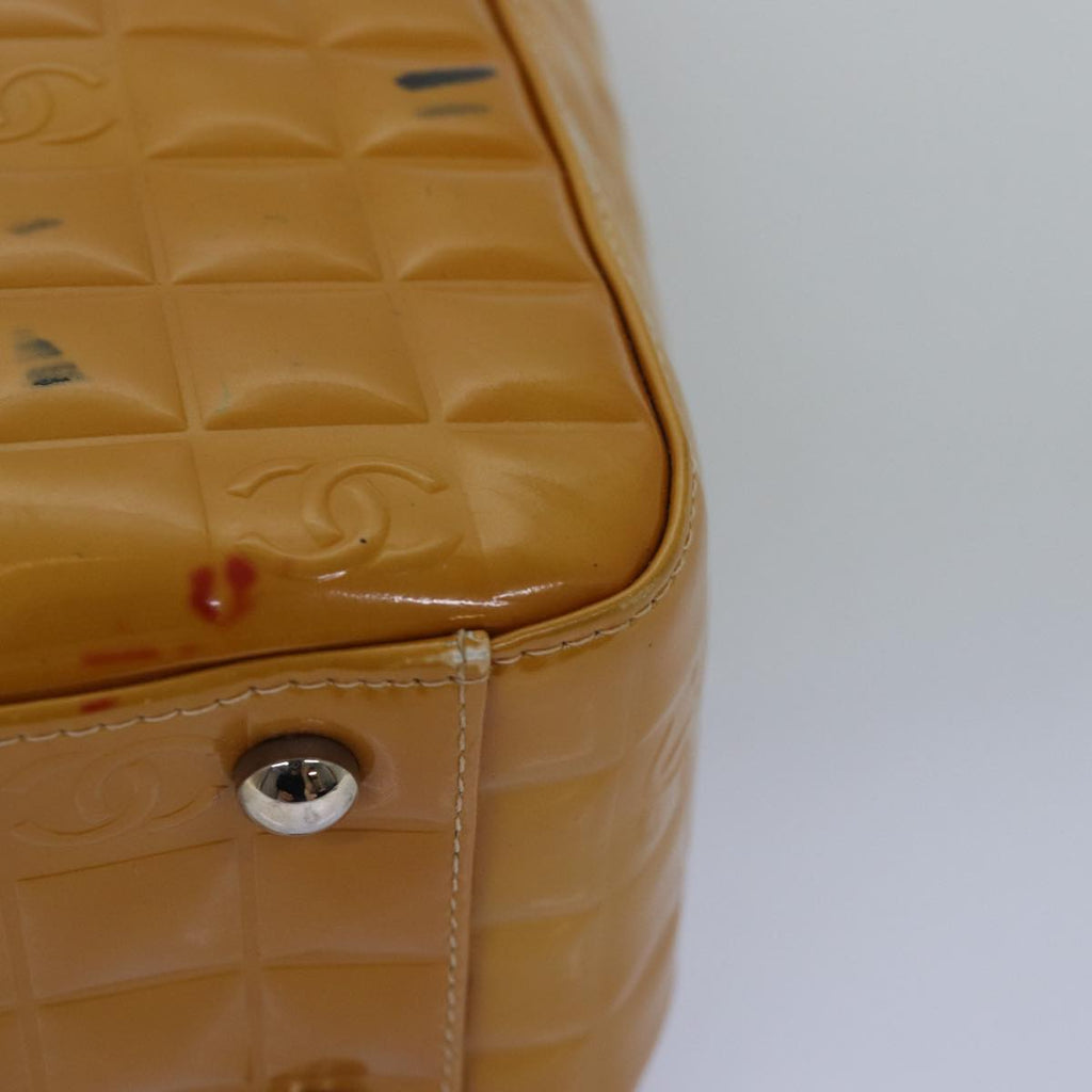 CHANEL Choco Bar Hand Bag Enamel Yellow CC ac2997