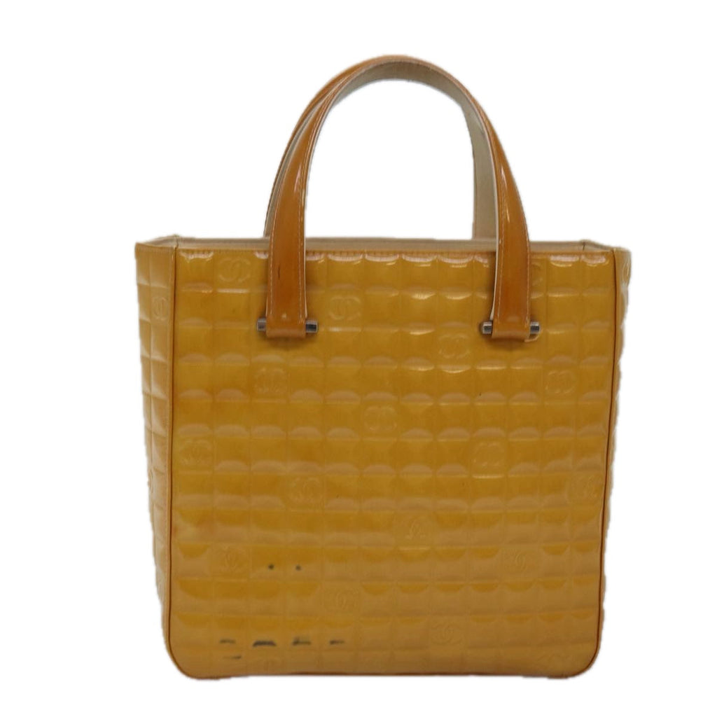 CHANEL Choco Bar Hand Bag Enamel Yellow CC ac2997
