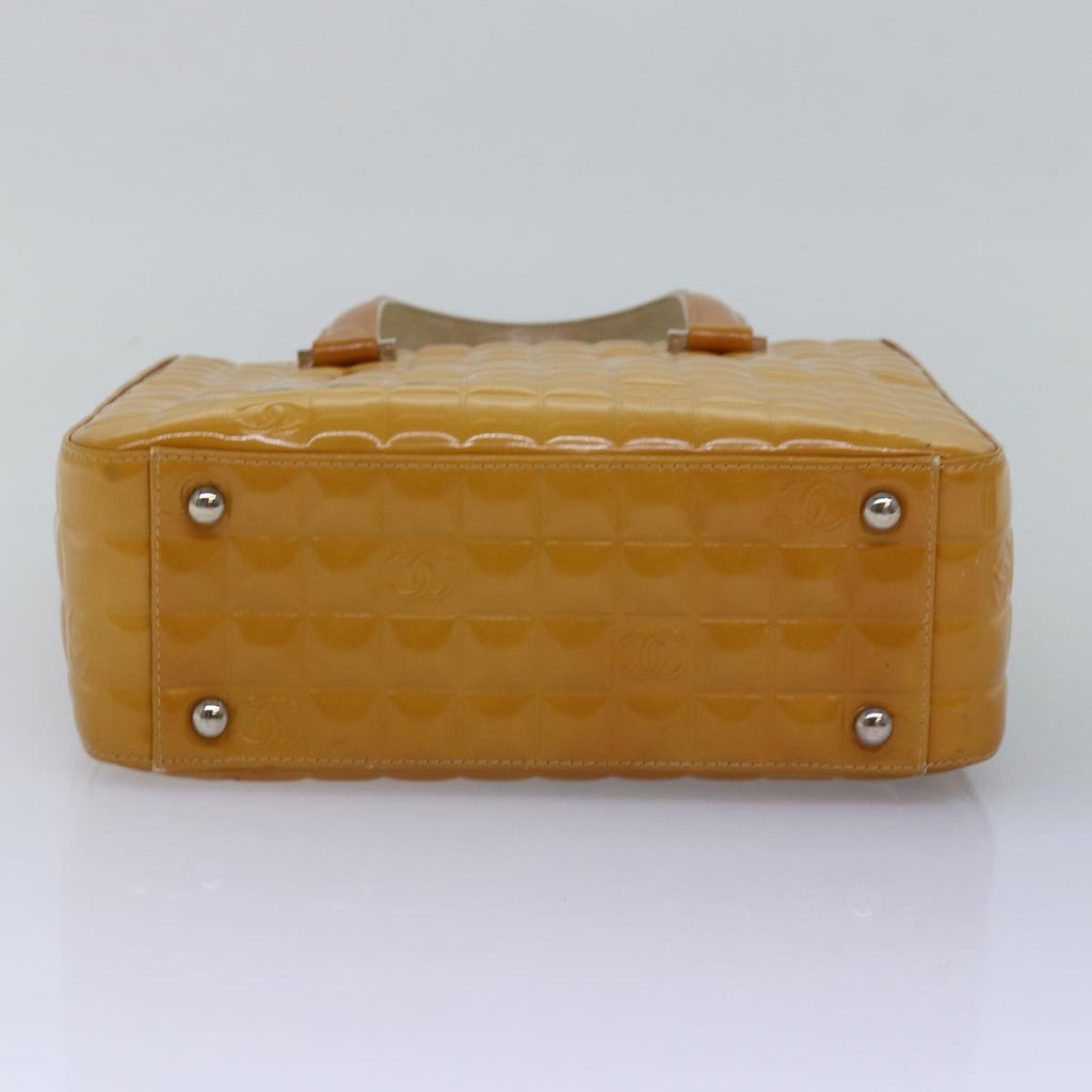 CHANEL Choco Bar Hand Bag Enamel Yellow CC ac2997