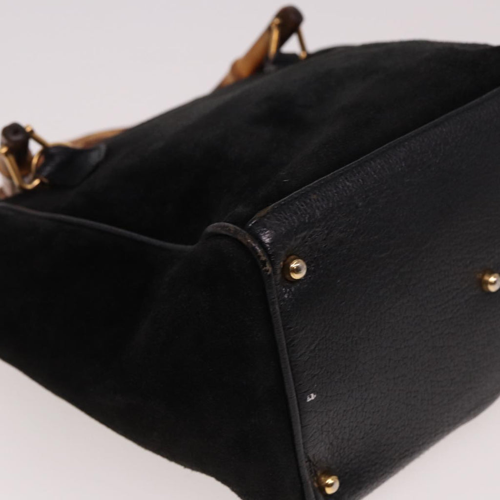 GUCCI Bamboo Hand Bag Suede 2way Black 000 122 0316 ac3043