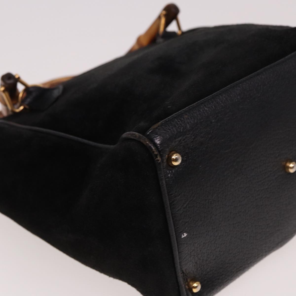 GUCCI Bamboo Hand Bag Suede 2way Black 000 122 0316 ac3043