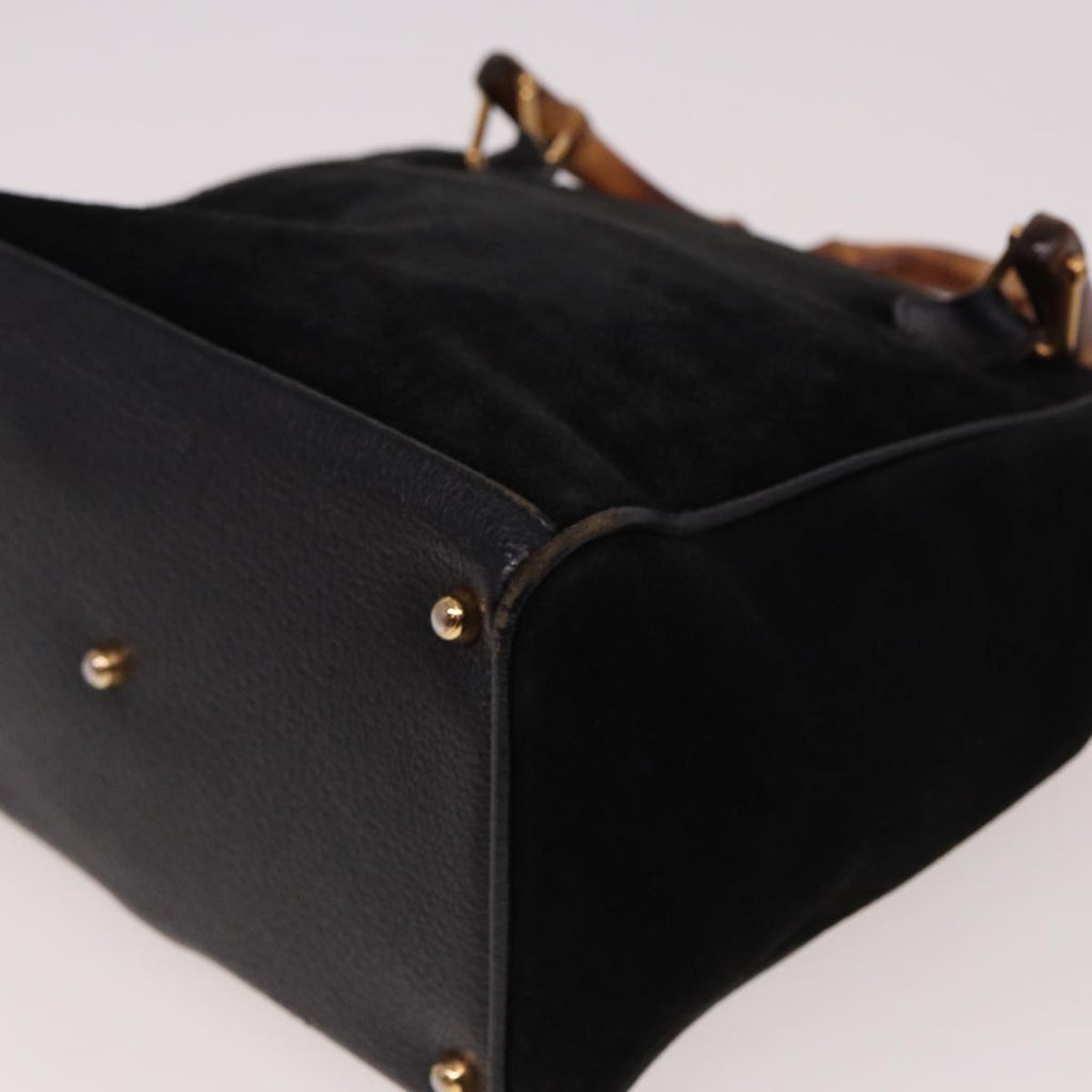 GUCCI Bamboo Hand Bag Suede 2way Black 000 122 0316 ac3043