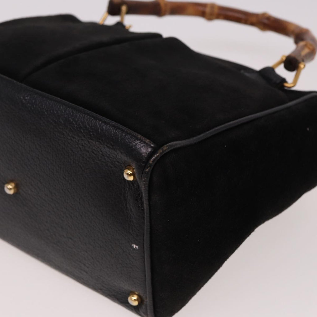 GUCCI Bamboo Hand Bag Suede 2way Black 000 122 0316 ac3043