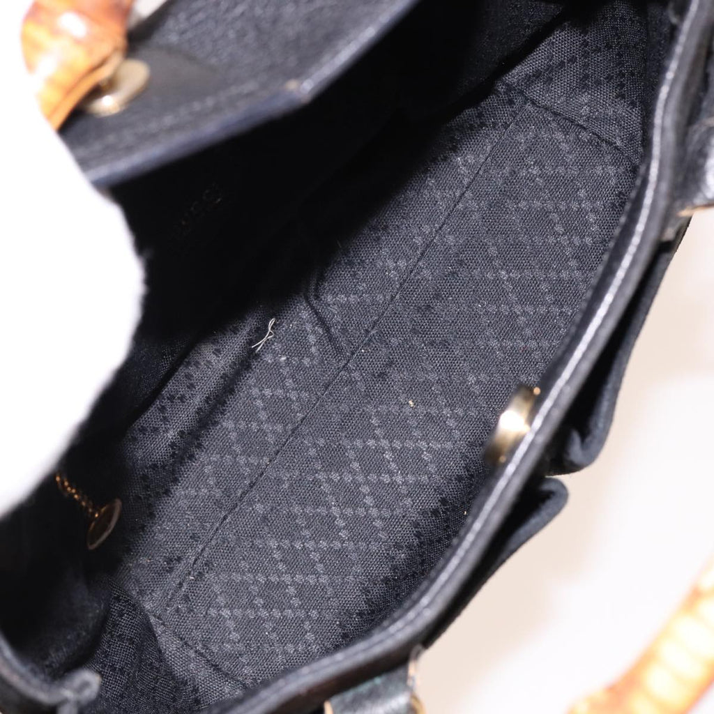 GUCCI Bamboo Hand Bag Suede 2way Black 000 122 0316 ac3043