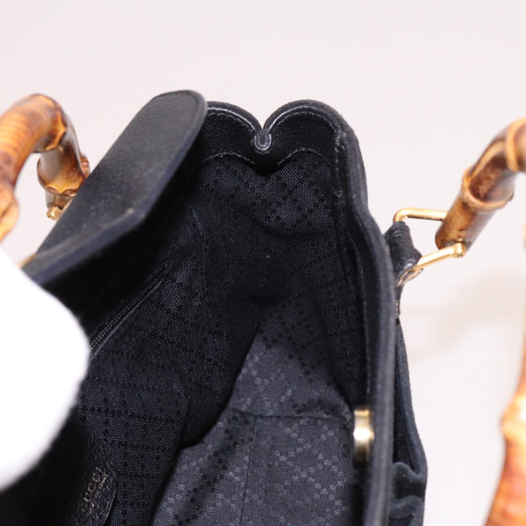 GUCCI Bamboo Hand Bag Suede 2way Black 000 122 0316 ac3043