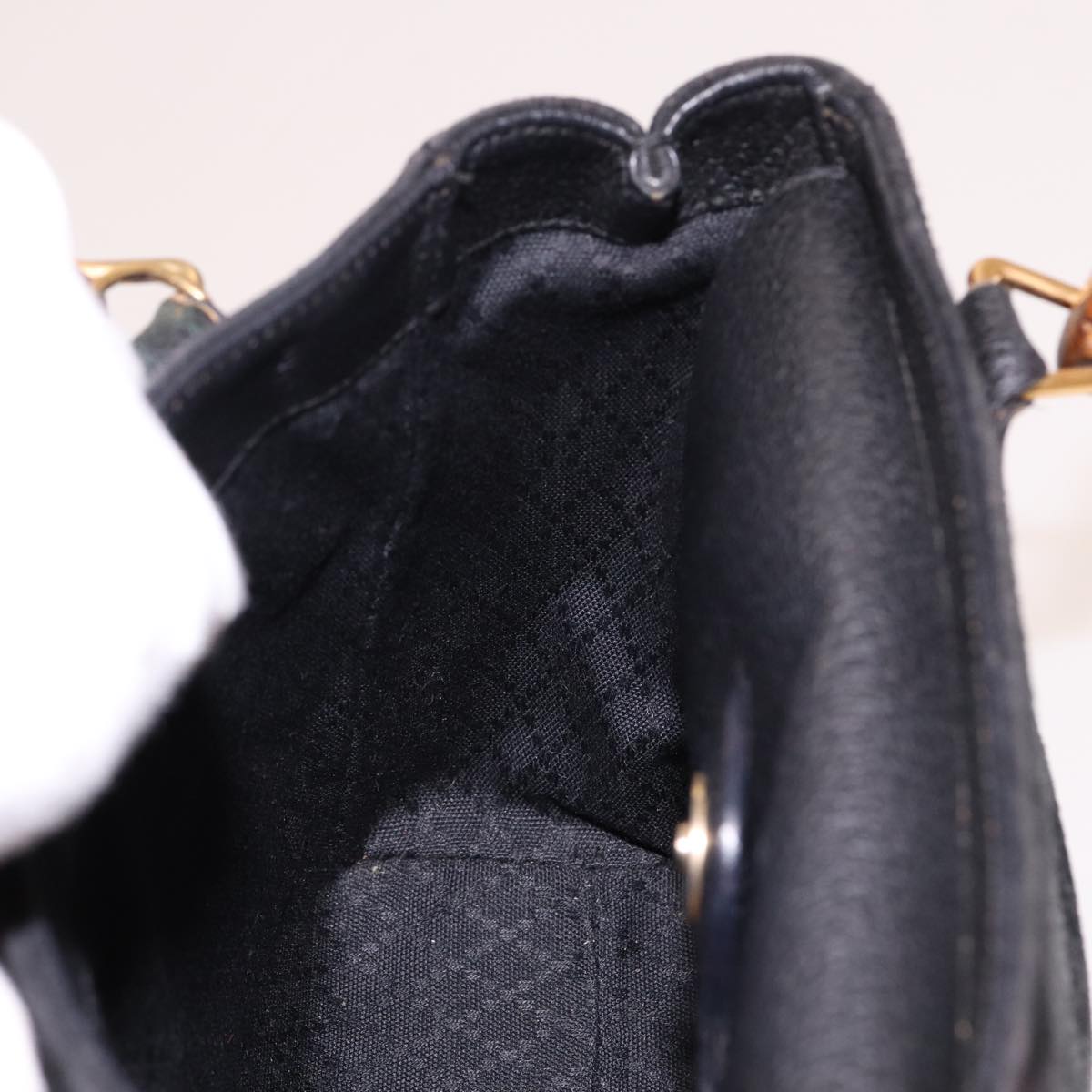 GUCCI Bamboo Hand Bag Suede 2way Black 000 122 0316 ac3043