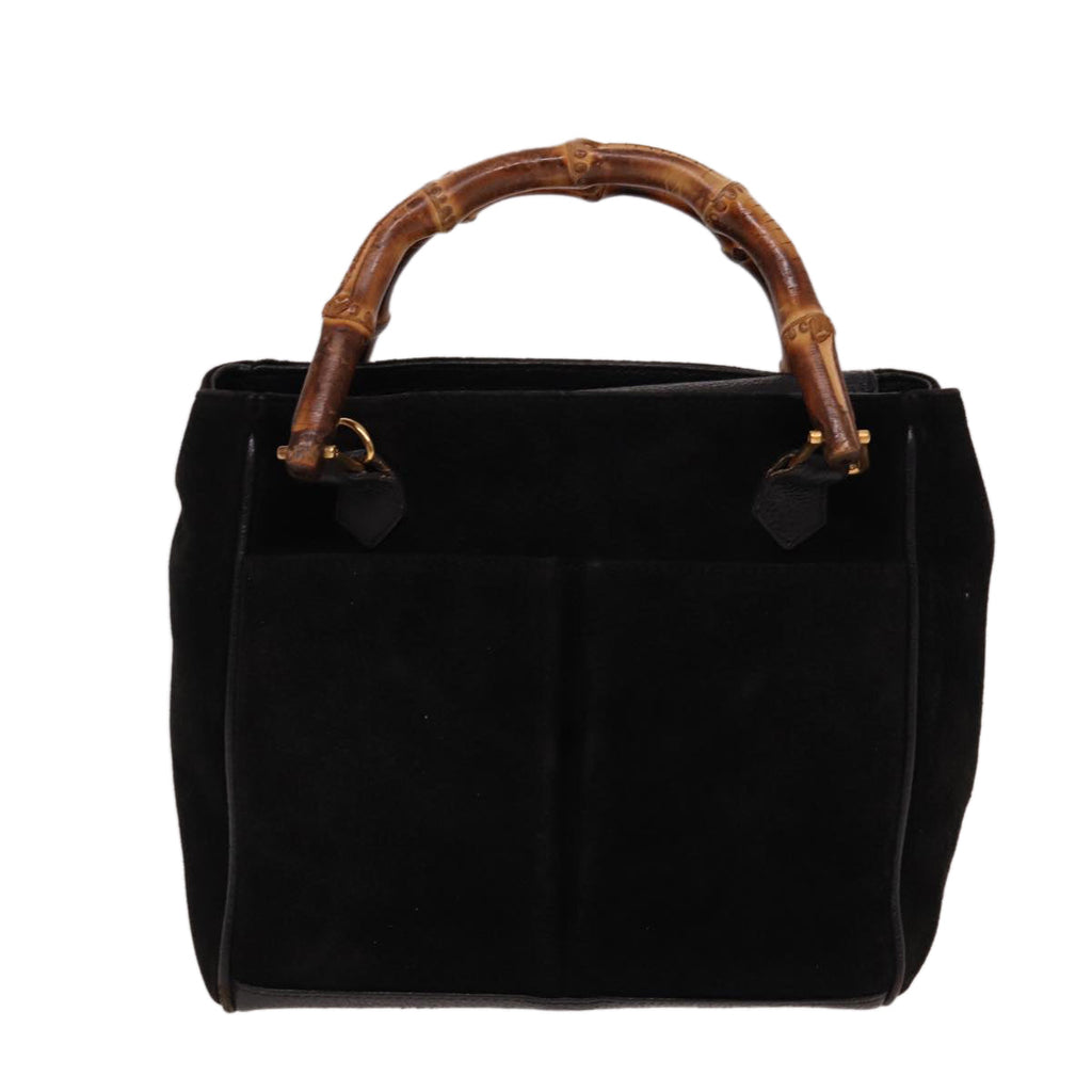GUCCI Bamboo Hand Bag Suede 2way Black 000 122 0316 ac3043