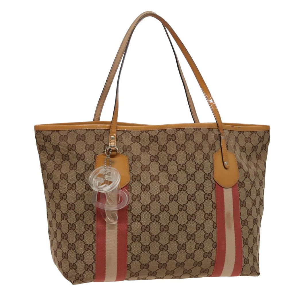 GUCCI GG Canvas Sherry Line Tote Bag Beige Pink 211970 ac3061