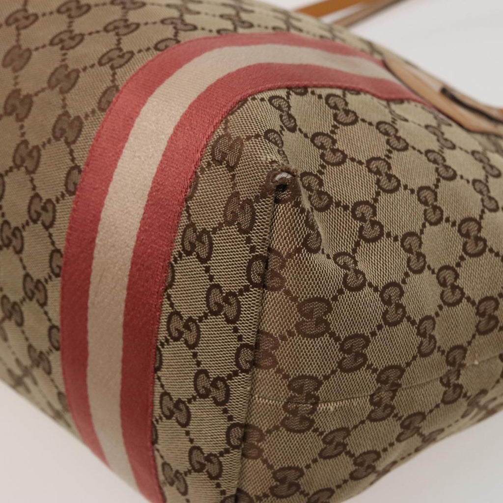 GUCCI GG Canvas Sherry Line Tote Bag Beige Pink 211970 ac3061