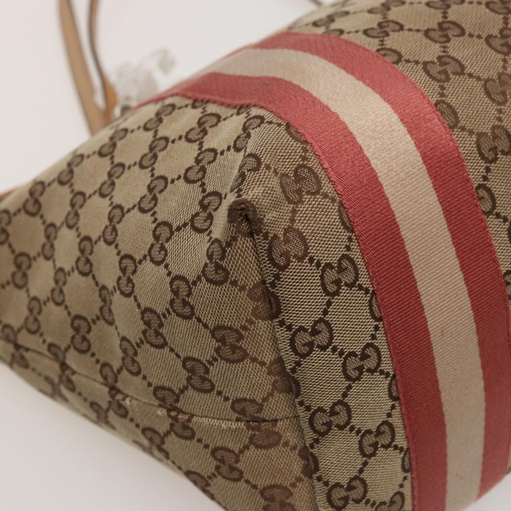 GUCCI GG Canvas Sherry Line Tote Bag Beige Pink 211970 ac3061