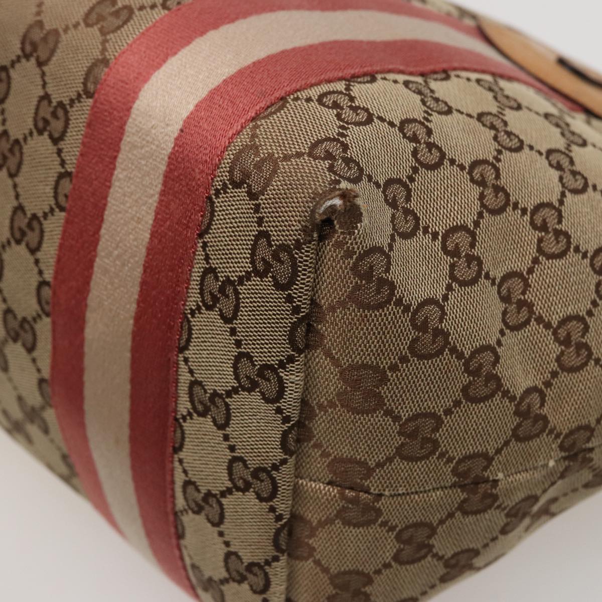 GUCCI GG Canvas Sherry Line Tote Bag Beige Pink 211970 ac3061