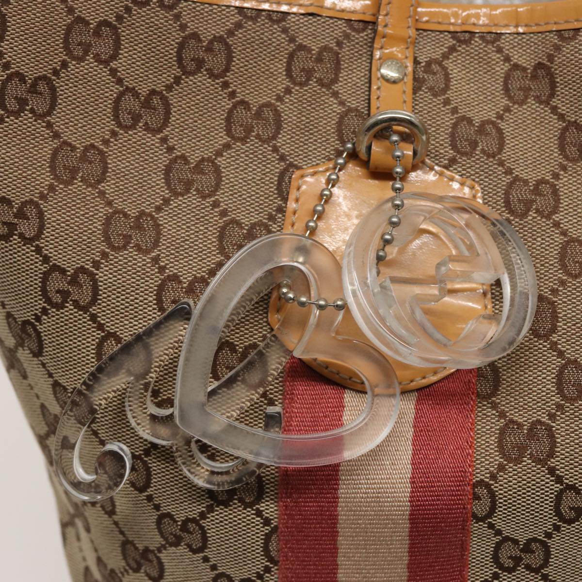 GUCCI GG Canvas Sherry Line Tote Bag Beige Pink 211970 ac3061