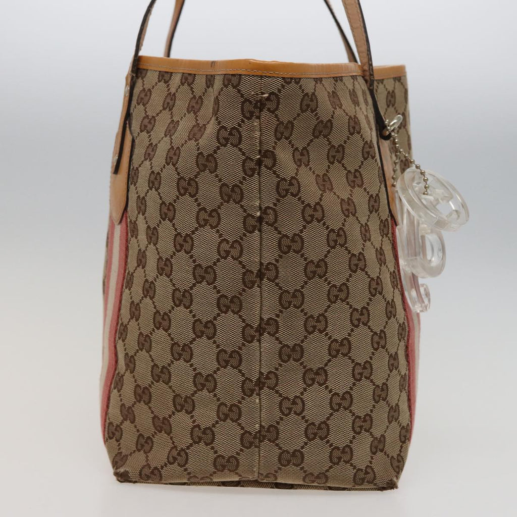 GUCCI GG Canvas Sherry Line Tote Bag Beige Pink 211970 ac3061