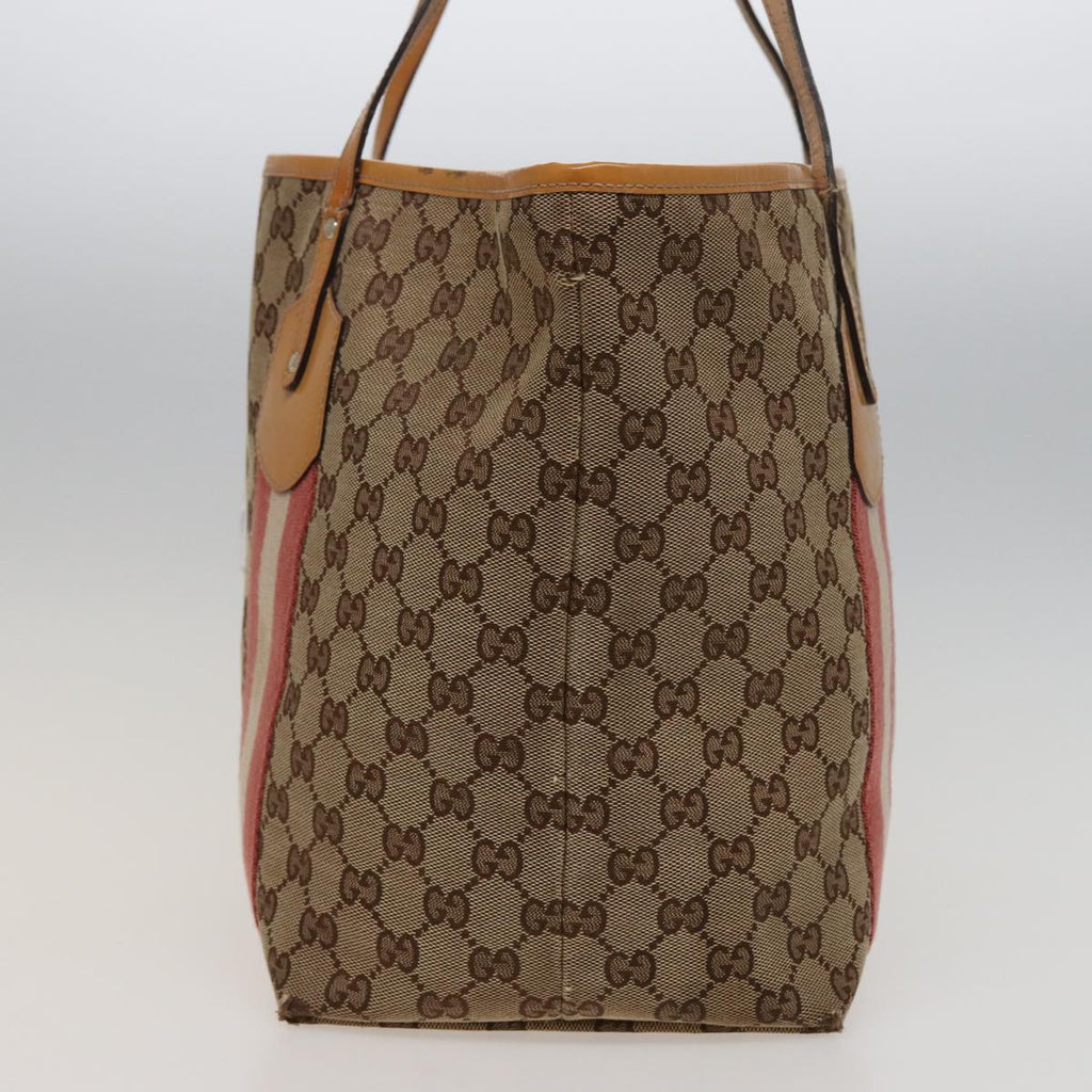 GUCCI GG Canvas Sherry Line Tote Bag Beige Pink 211970 ac3061
