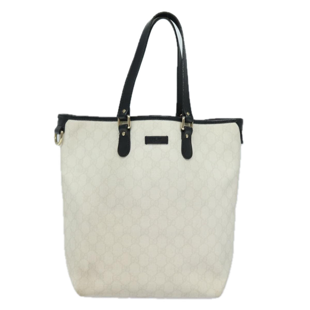 GUCCI GG Supreme Tote Bag PVC Leather White Black 189896 ac3087