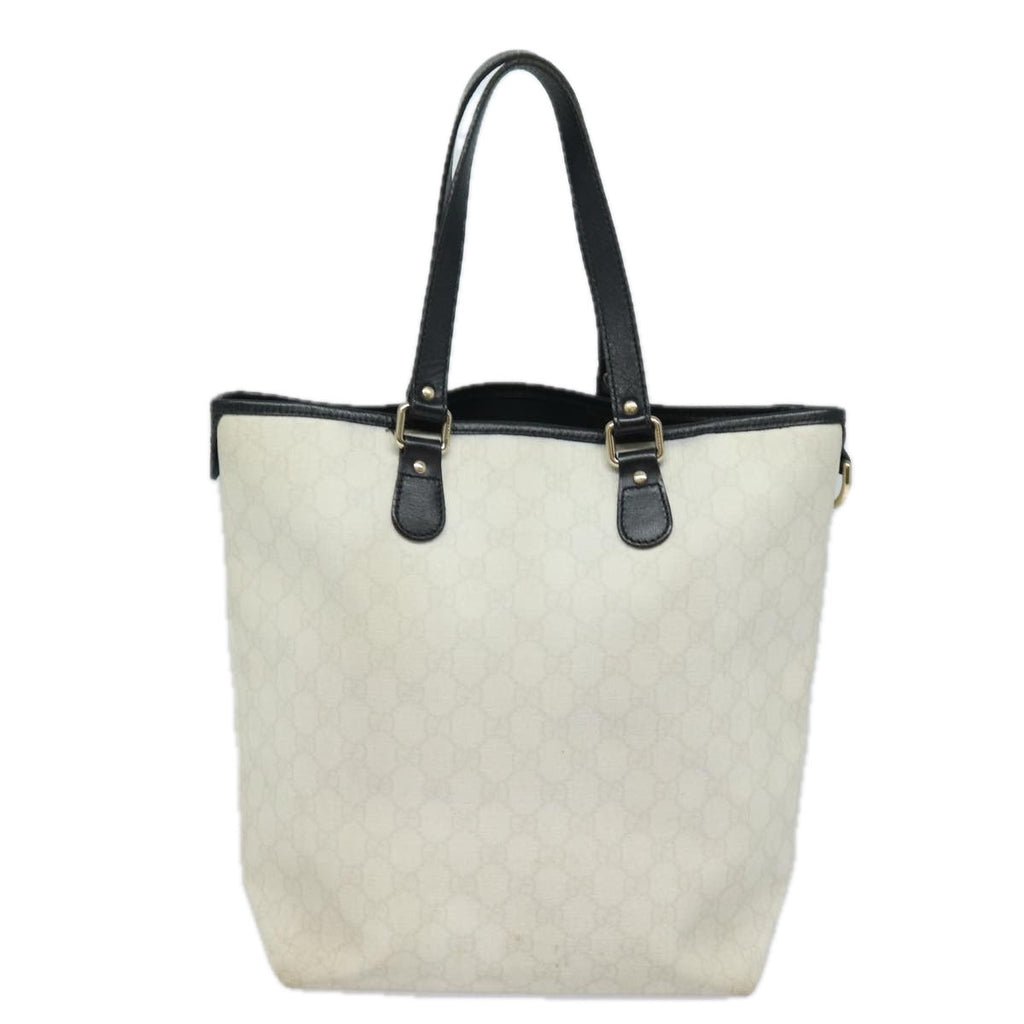 GUCCI GG Supreme Tote Bag PVC Leather White Black 189896 ac3087