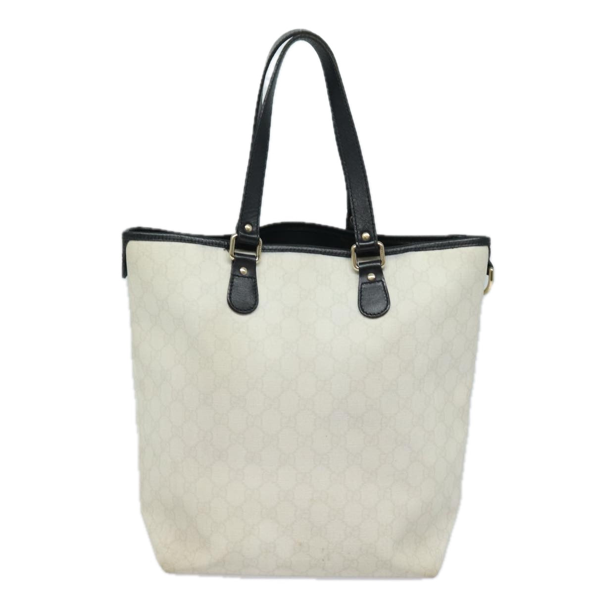 GUCCI GG Supreme Tote Bag PVC Leather White Black 189896 ac3087