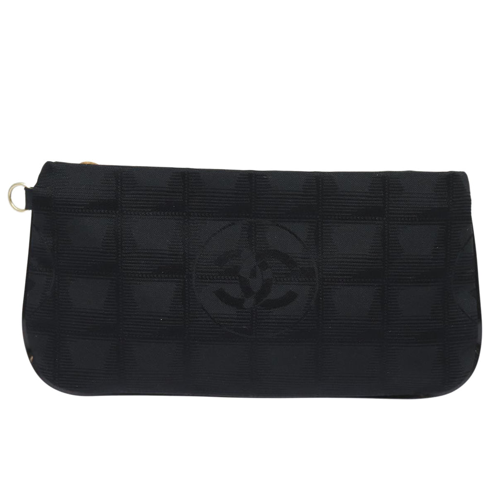 CHANEL New Travel Line Pouch Nylon Black CC ac3133