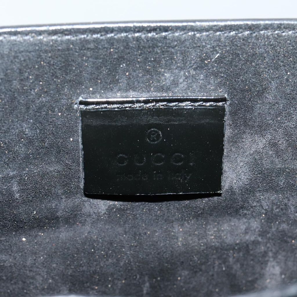 GUCCI Bamboo Hand Bag Patent leather Black ac3146