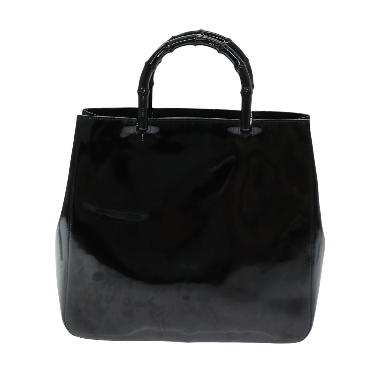 GUCCI Bamboo Hand Bag Patent leather Black ac3146