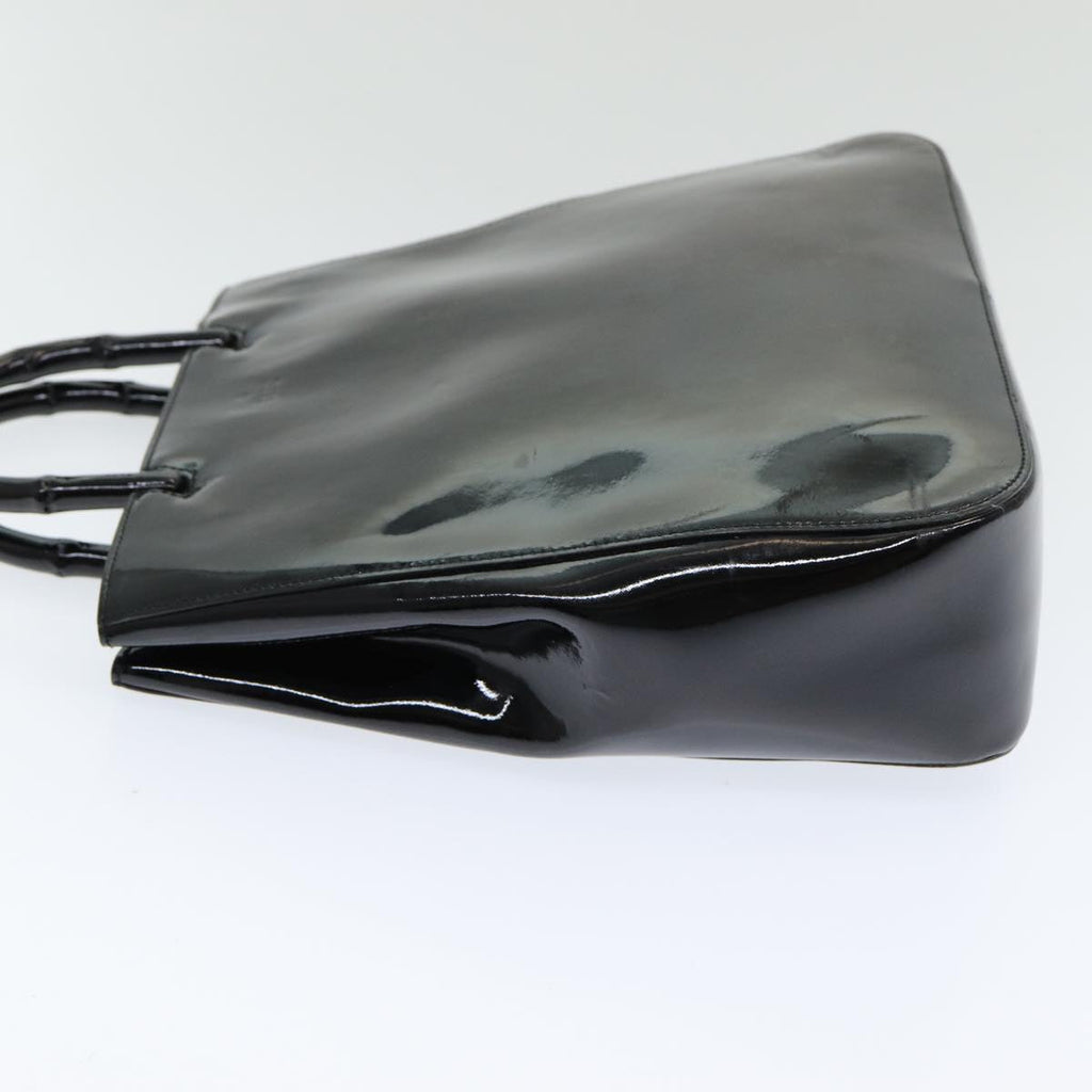 GUCCI Bamboo Hand Bag Patent leather Black ac3146