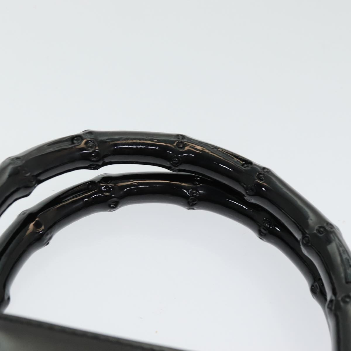 GUCCI Bamboo Hand Bag Patent leather Black ac3146