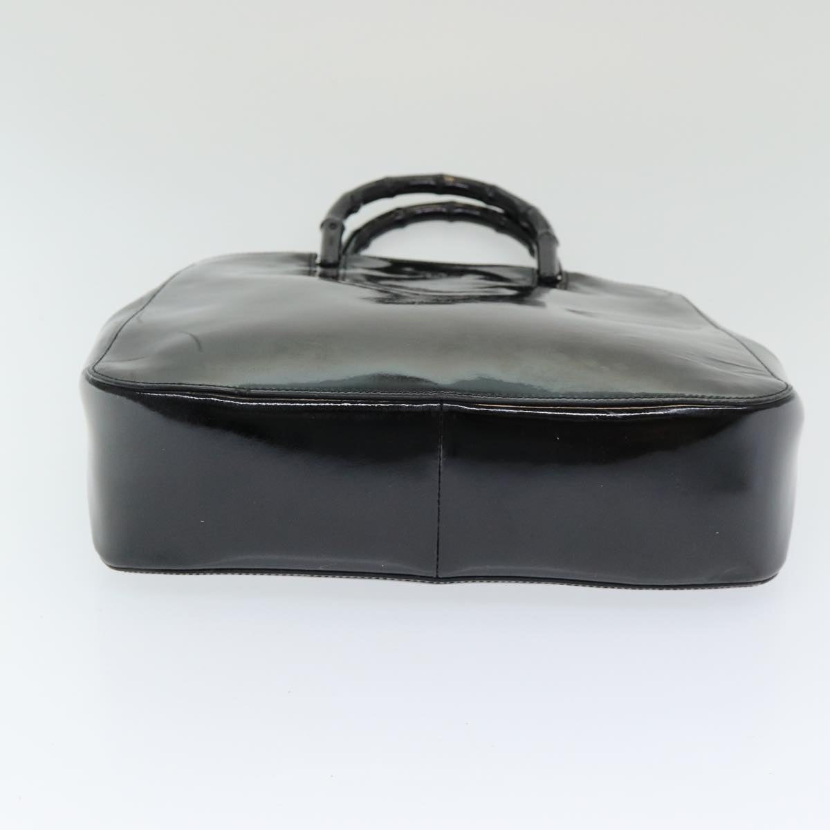 GUCCI Bamboo Hand Bag Patent leather Black ac3146