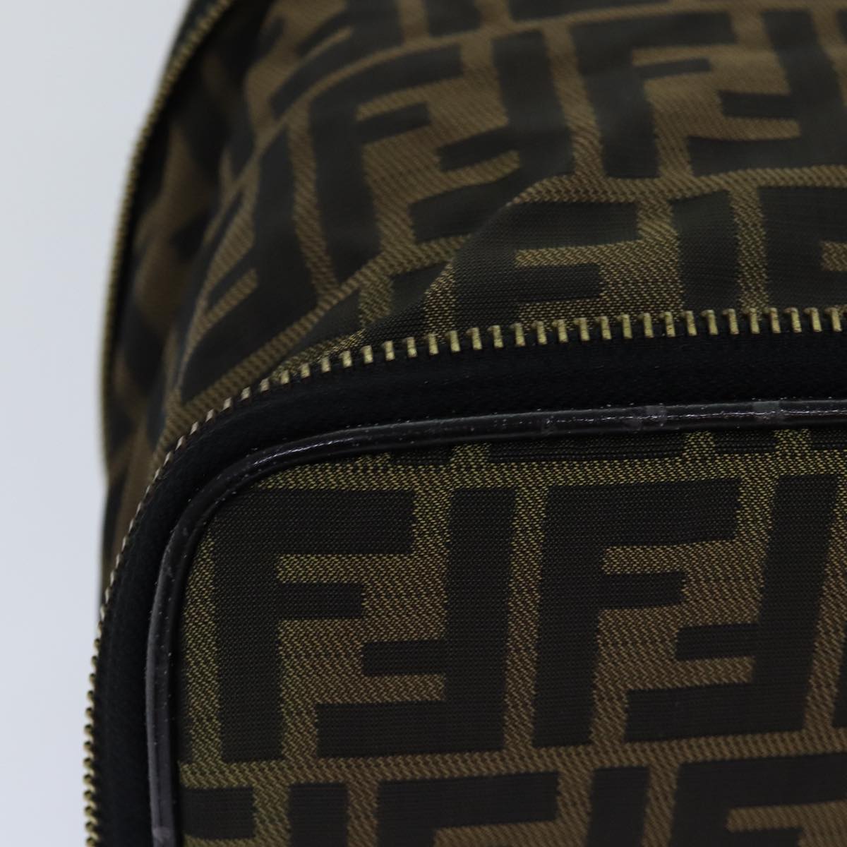 FENDI Zucca Canvas Vanity Pouch Brown Black gold ac3179