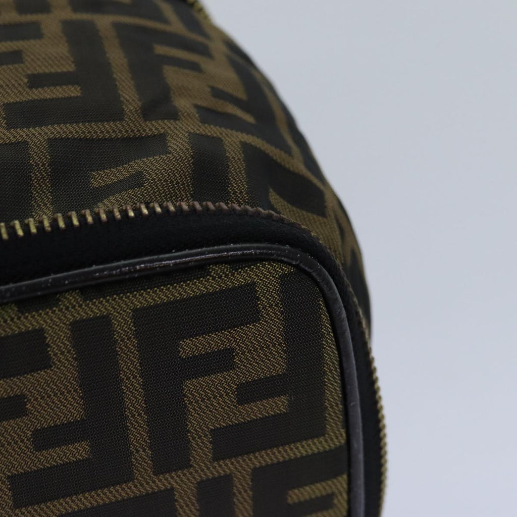 FENDI Zucca Canvas Vanity Pouch Brown Black gold ac3179