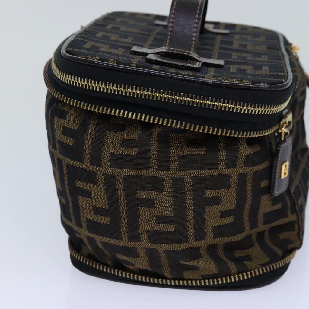 FENDI Zucca Canvas Vanity Pouch Brown Black gold ac3179