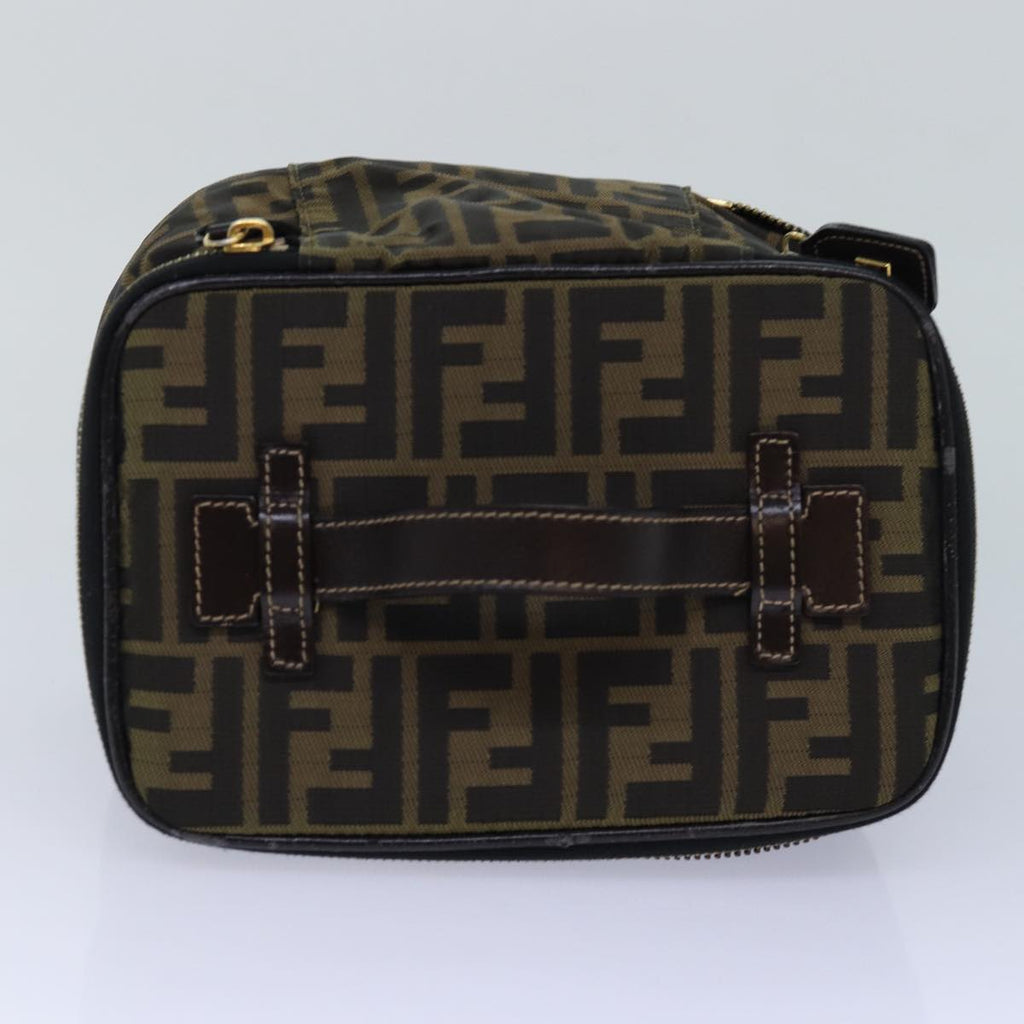 FENDI Zucca Canvas Vanity Pouch Brown Black gold ac3179