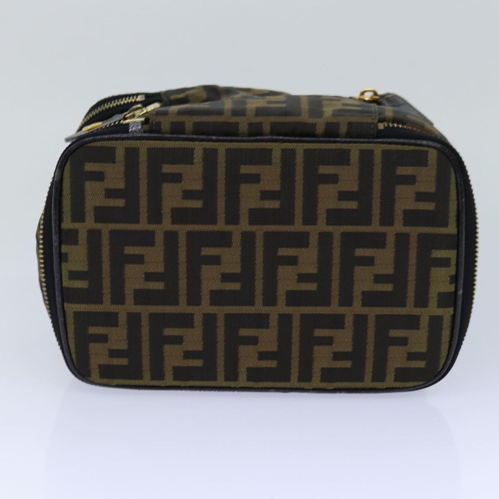 FENDI Zucca Canvas Vanity Pouch Brown Black gold ac3179