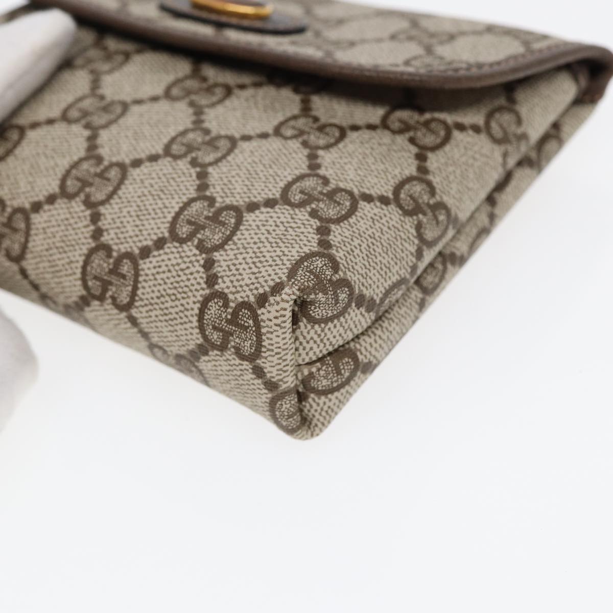 GUCCI GG Supreme Pouch PVC Leather Beige 39 039 4493 ac3194