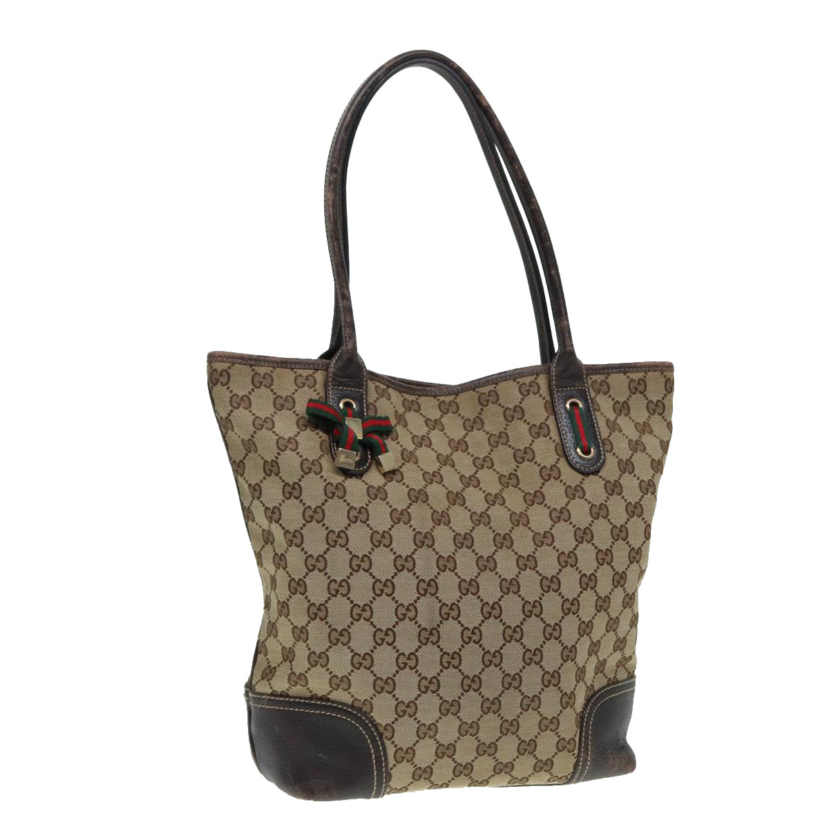 GUCCI GG Canvas Web Sherry Line Tote Bag Beige Gold Red 181779 ac3200