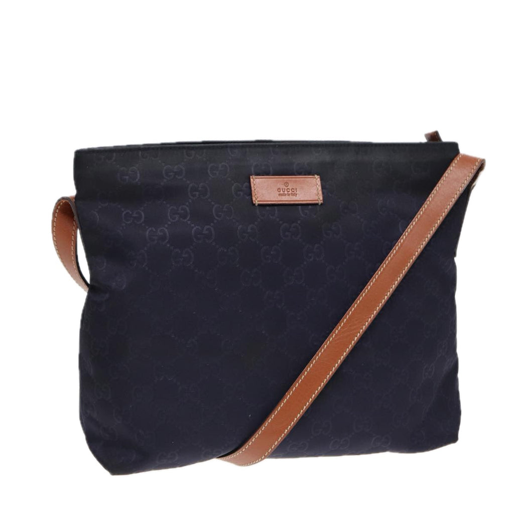 GUCCI GG Canvas Shoulder Bag Navy Silver 314529 ac3201
