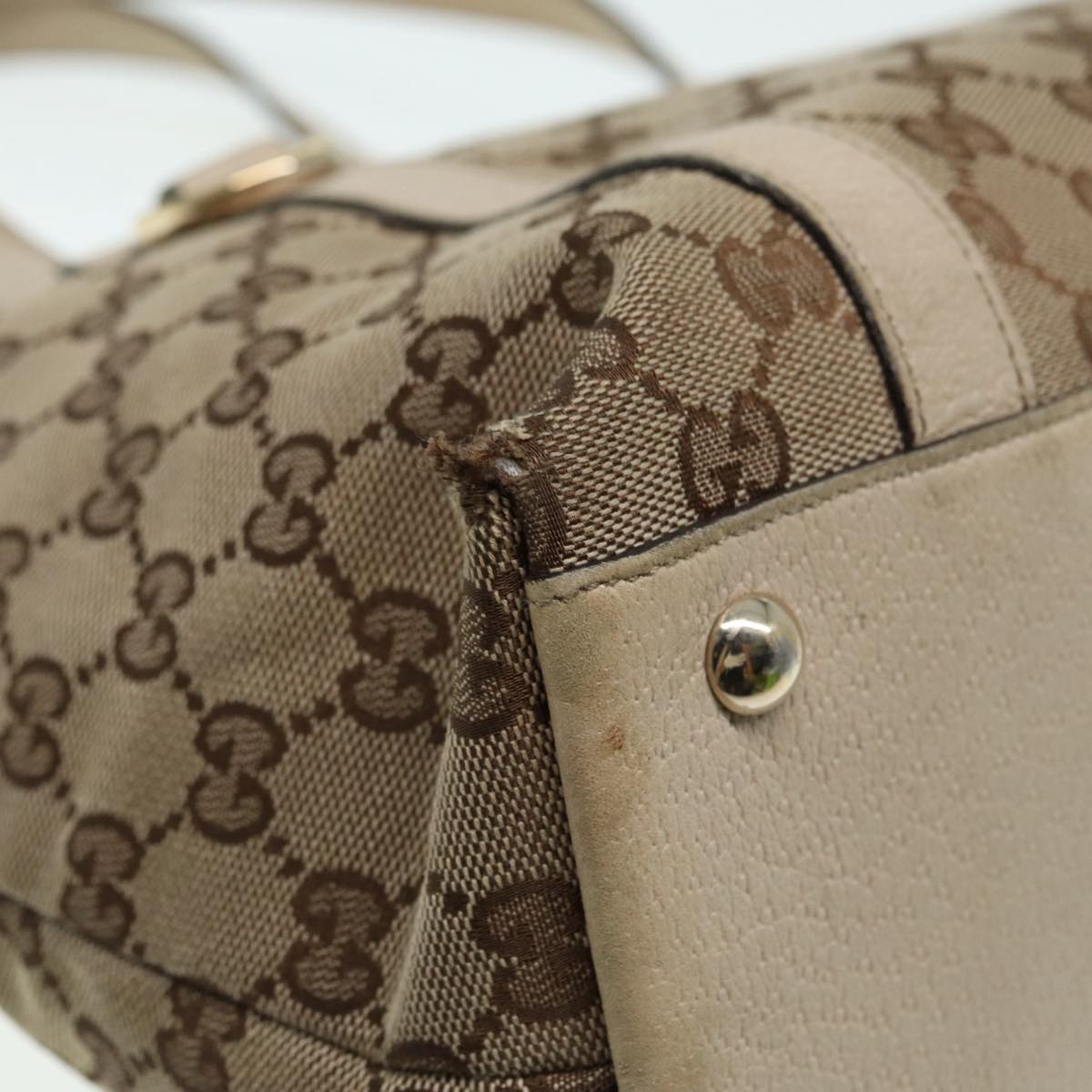 GUCCI GG Canvas Tote Bag Beige Gold 141470 ac3206