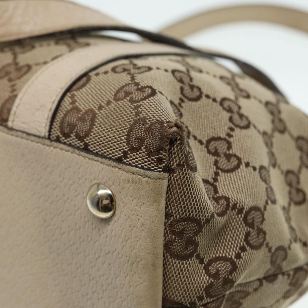 GUCCI GG Canvas Tote Bag Beige Gold 141470 ac3206