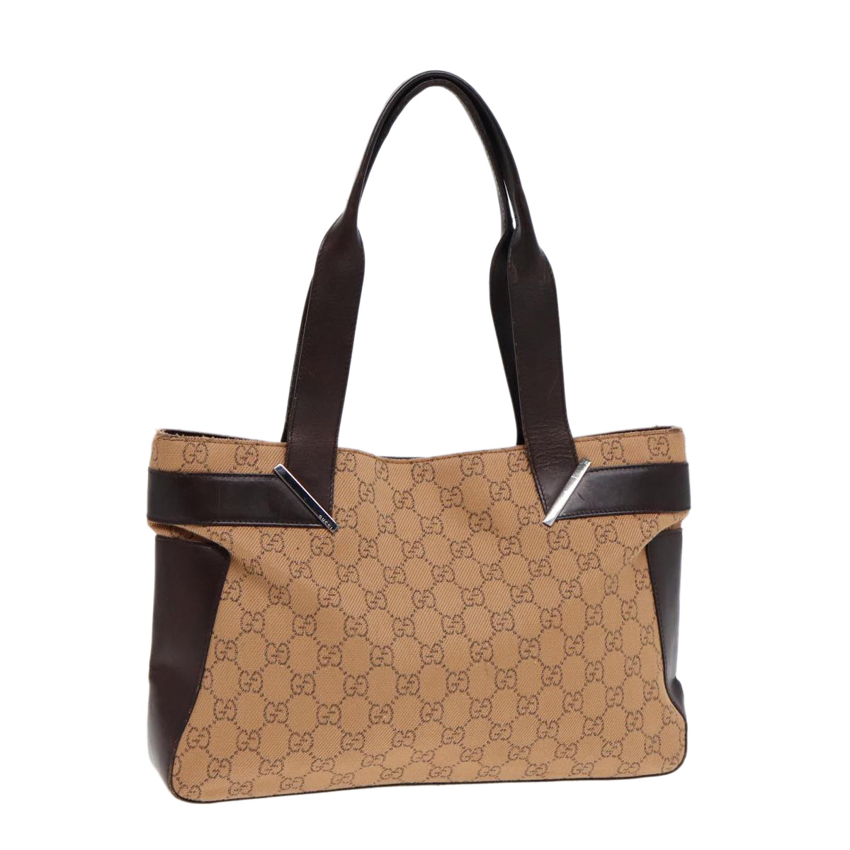 GUCCI GG Canvas Tote Bag Beige Silver 73983 ac3207