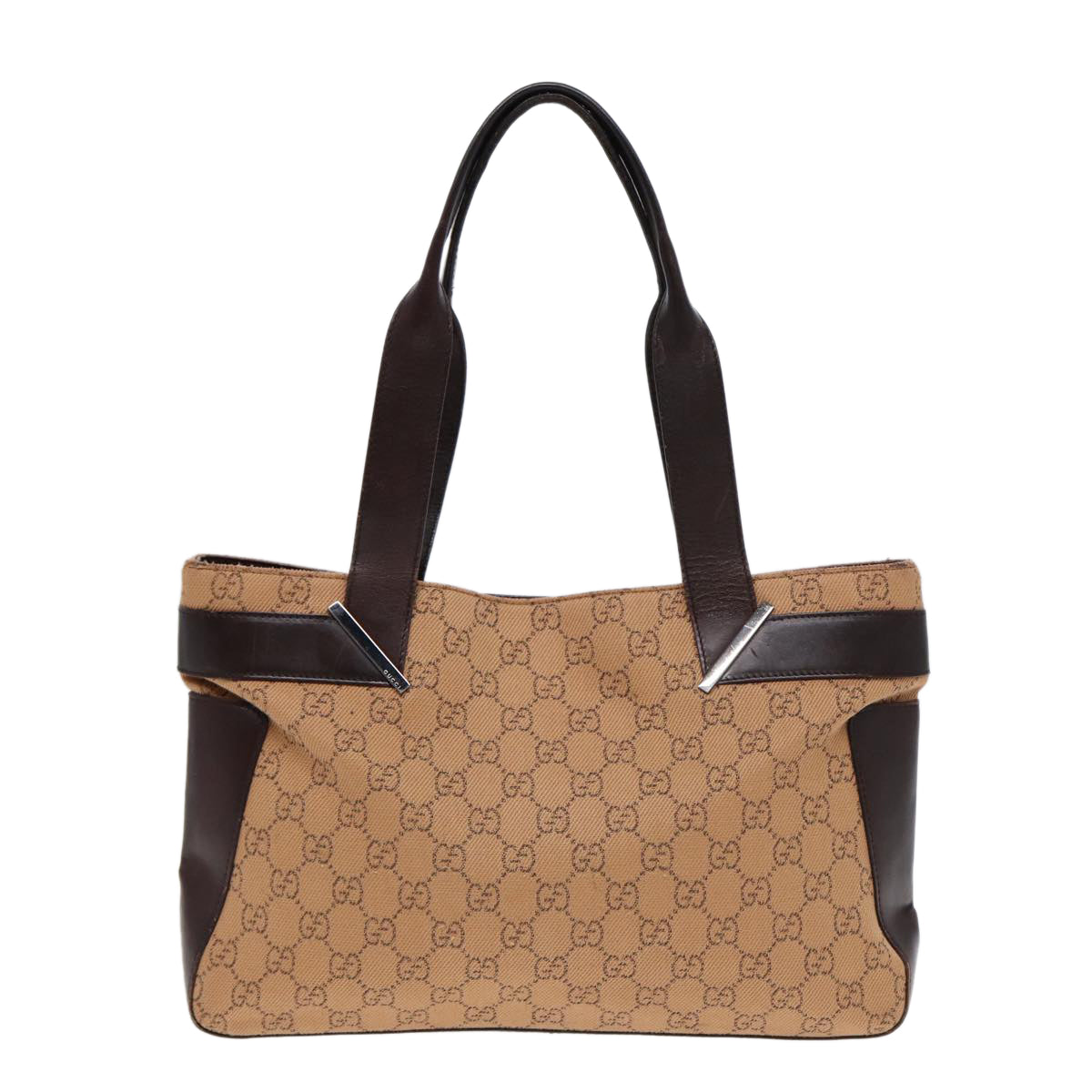GUCCI GG Canvas Tote Bag Beige Silver 73983 ac3207