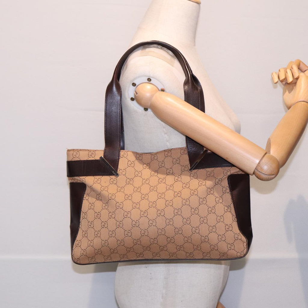 GUCCI GG Canvas Tote Bag Beige Silver 73983 ac3207
