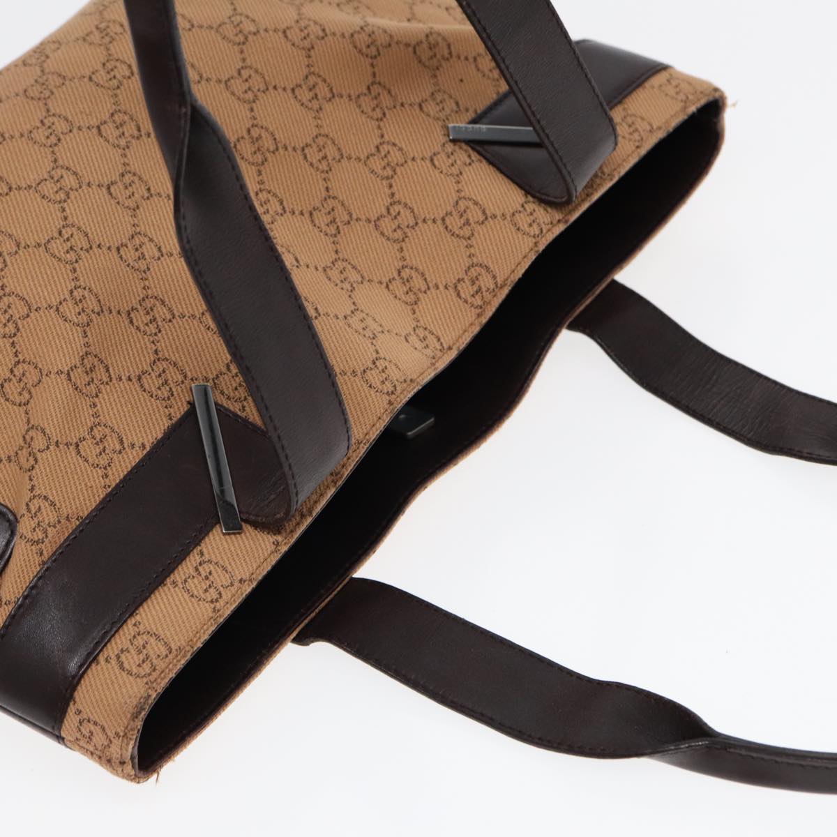 GUCCI GG Canvas Tote Bag Beige Silver 73983 ac3207