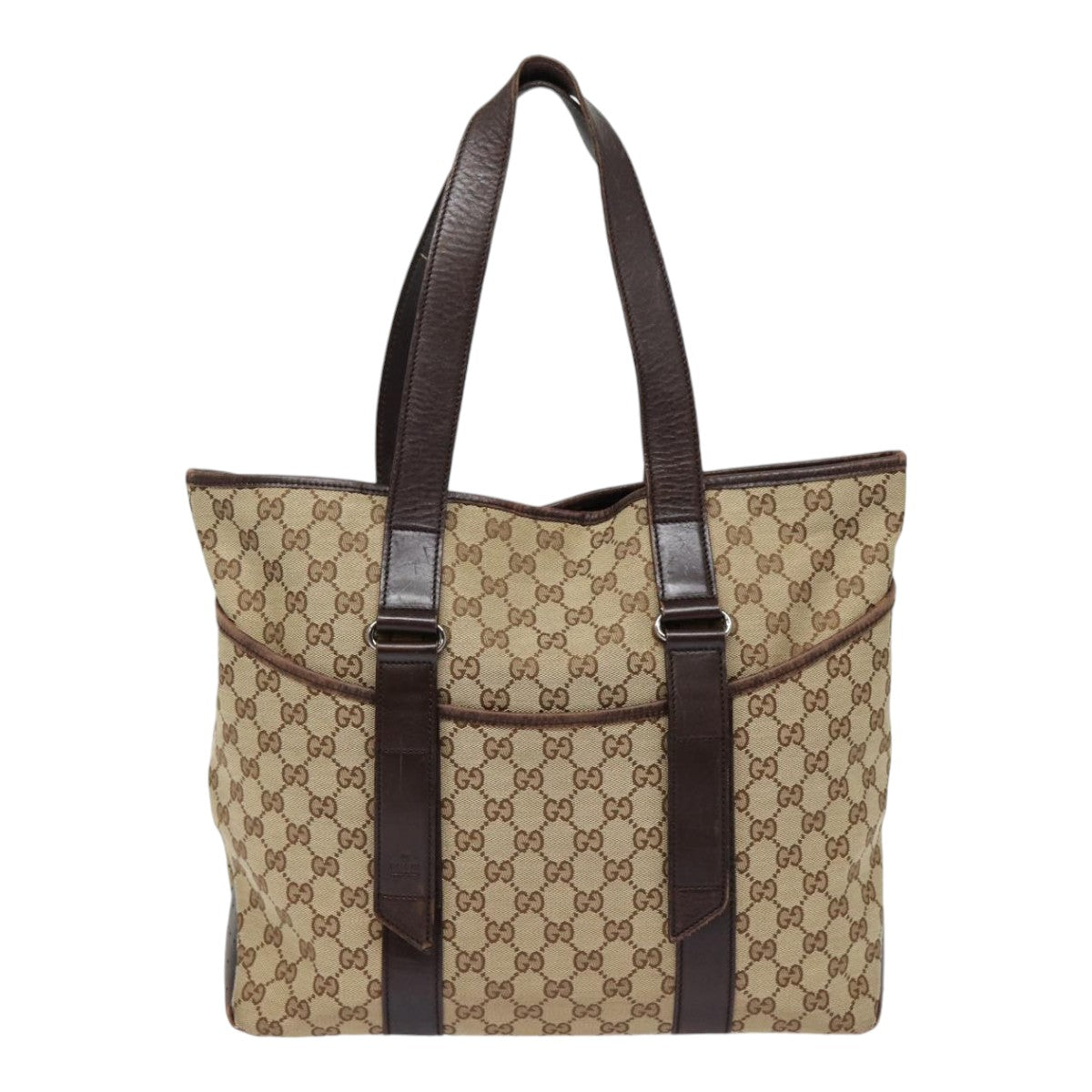 GUCCI GG Canvas Tote Bag Beige Silver 145971 ac3208