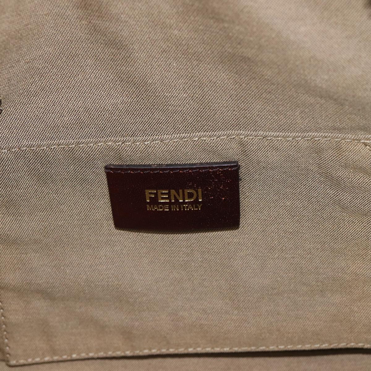 FENDI Zucchino Canvas Shoulder Bag Beige Gold ac3210
