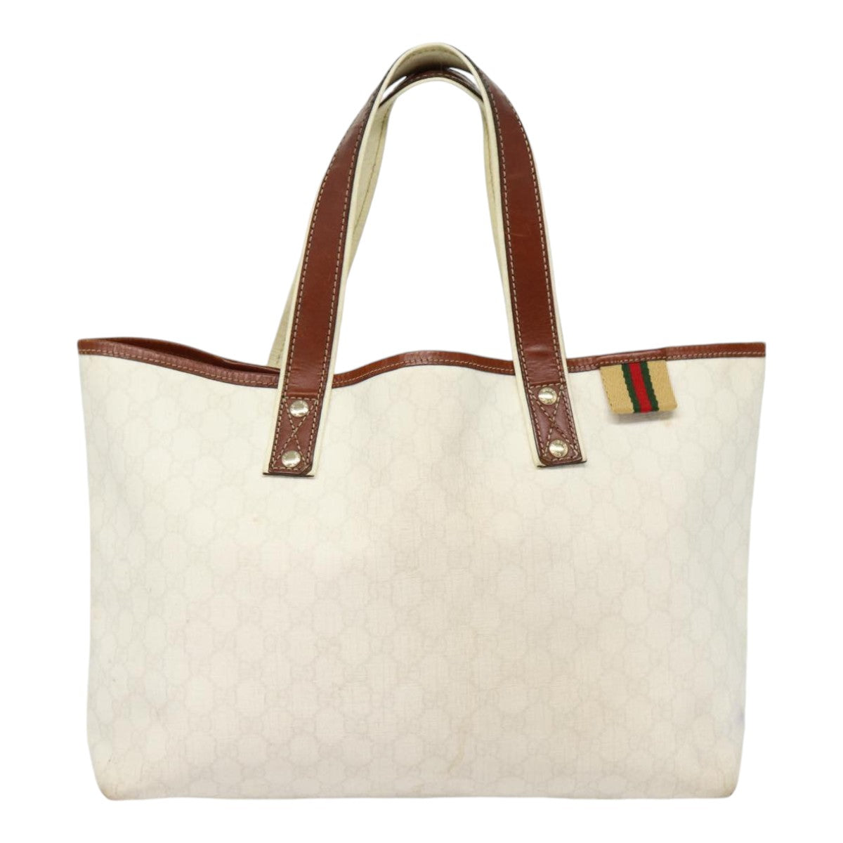 GUCCI GG Supreme Web Sherry Line Tote Bag PVC White Gold 211134 ac3214