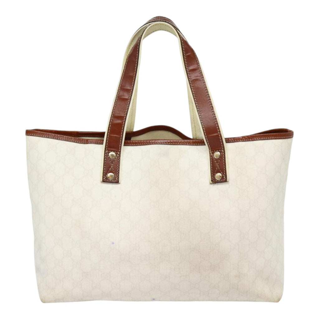 GUCCI GG Supreme Web Sherry Line Tote Bag PVC White Gold 211134 ac3214