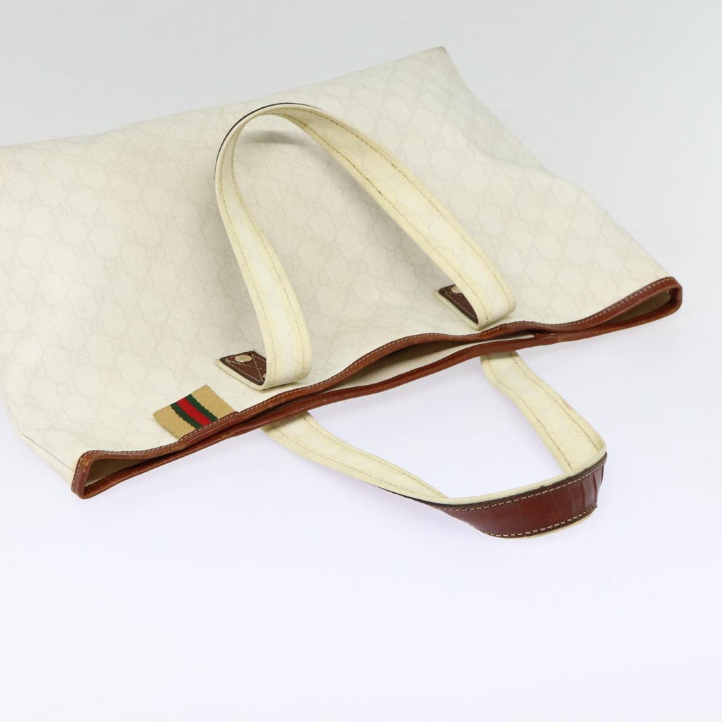 GUCCI GG Supreme Web Sherry Line Tote Bag PVC White Gold 211134 ac3214