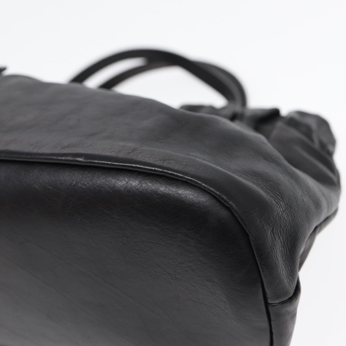 GUCCI Hand Bag Leather 2way Black Gold 212994 ac3216